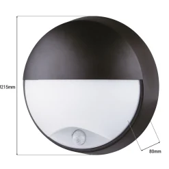 Aplique de pared exterior circular con sensor PIR - IP54 - 110º - 10W