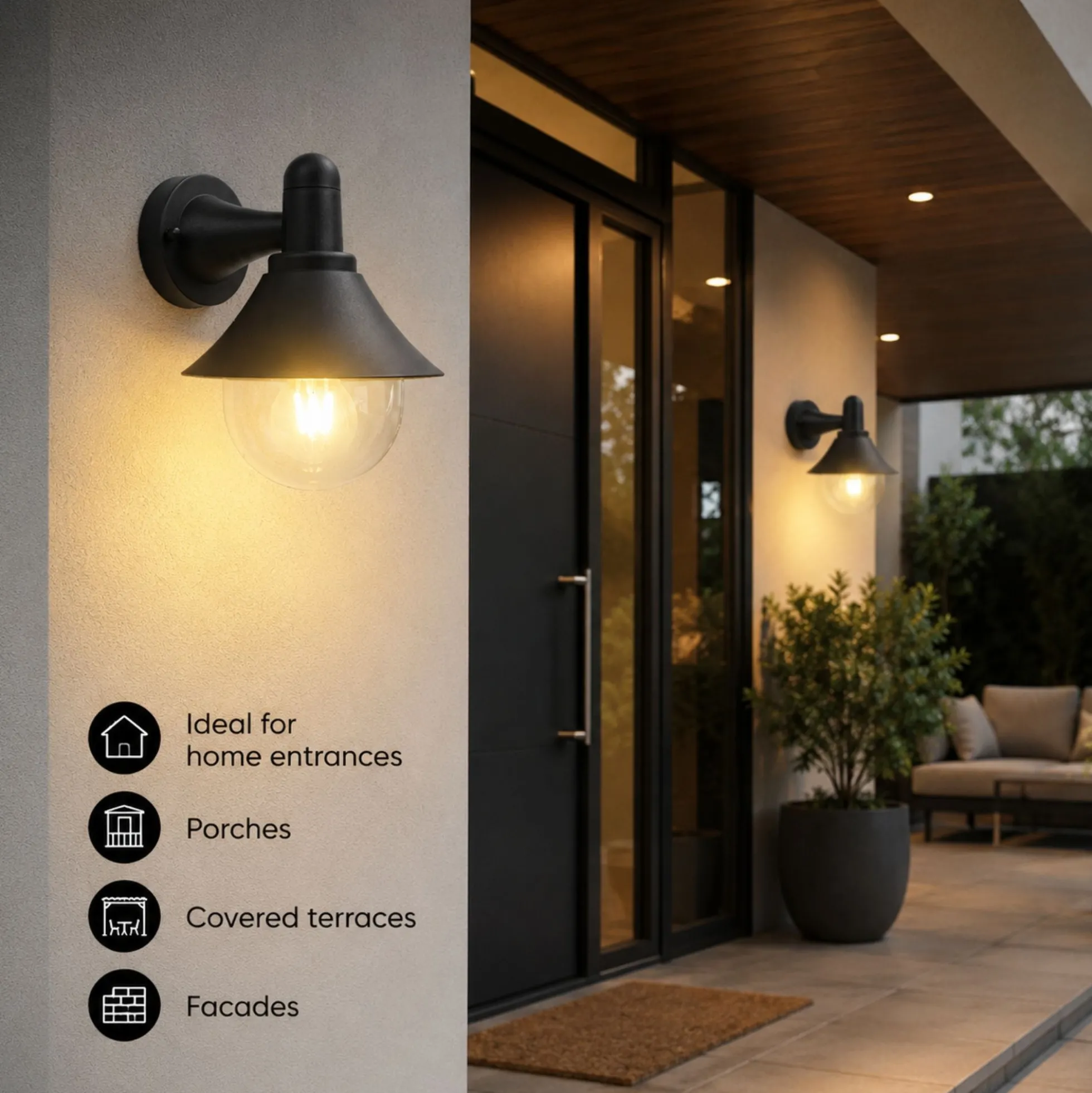 Aplique de pared exterior "FERRO" - E27 - IP44