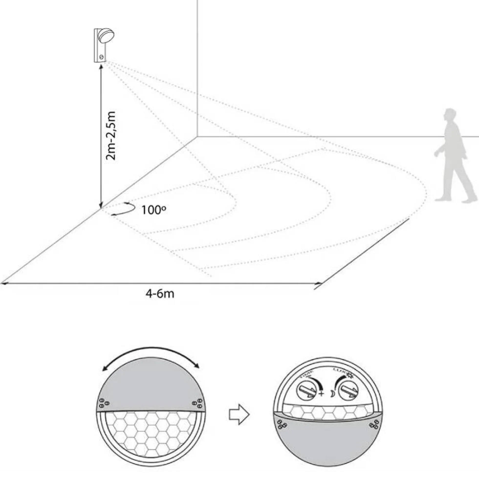 Aplique de pared exterior LED con sensor PIR "ATLAS" 10W IP54