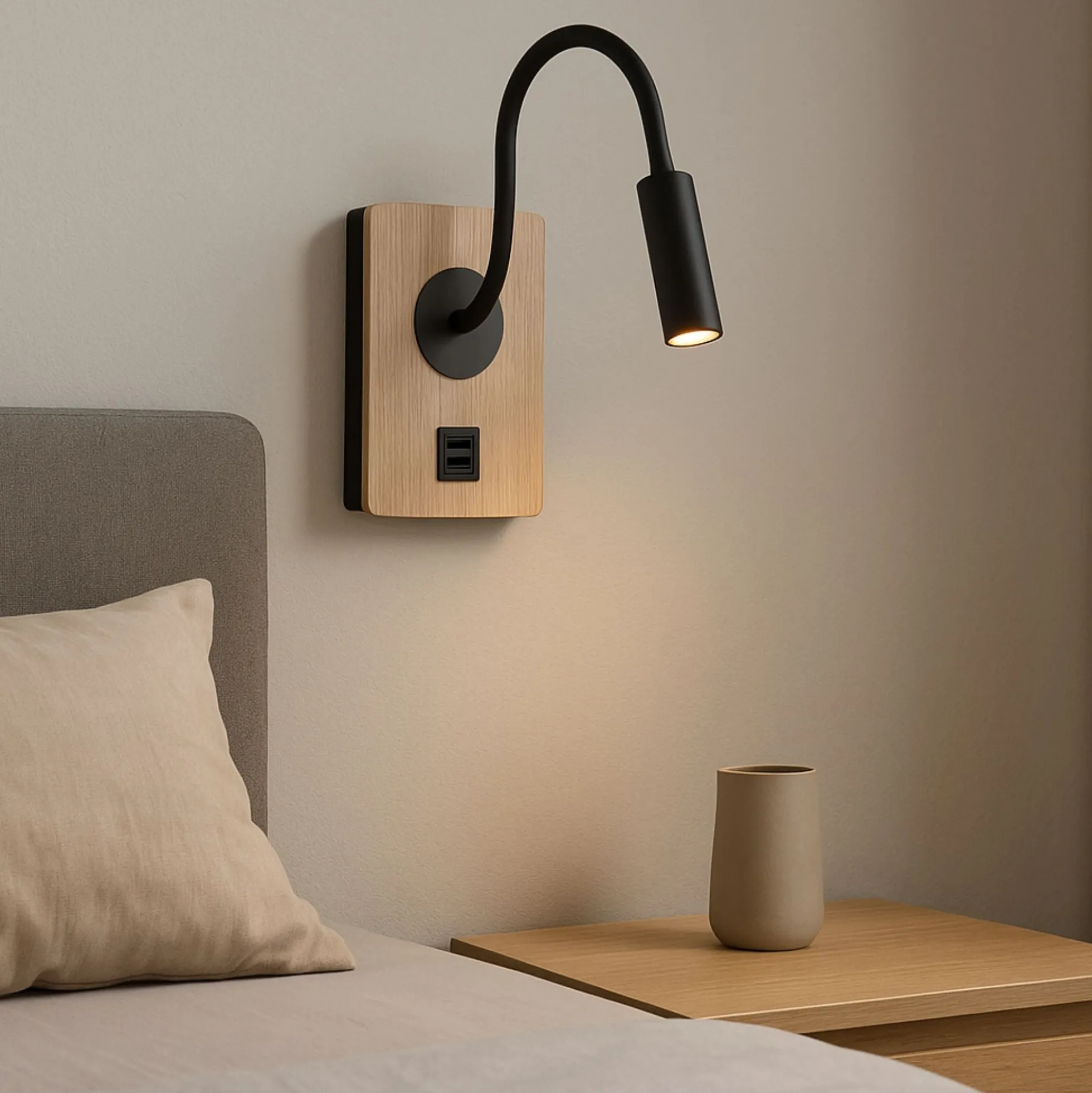 Aplique de pared flexible para lectura "LONDON" - Chip CREE - 3W - USB+USBC