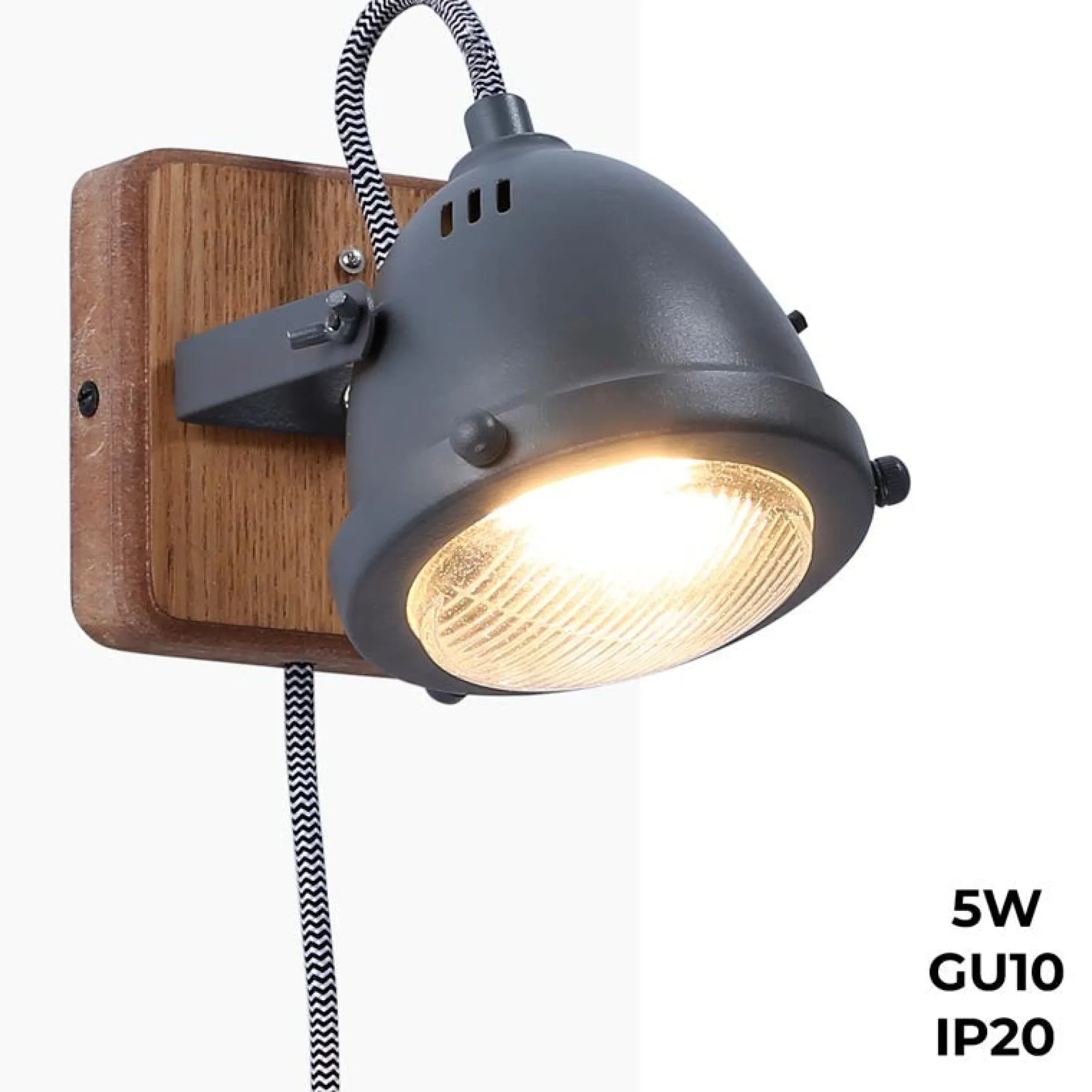 Aplique de pared industrial "Mott" - Orientable - GU10 Incluida