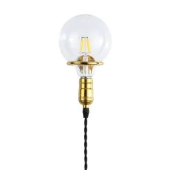 Aplique de Pared Interior Dorado con Enchufe y Interruptor para Dormitorio, Escalera, Escritorio