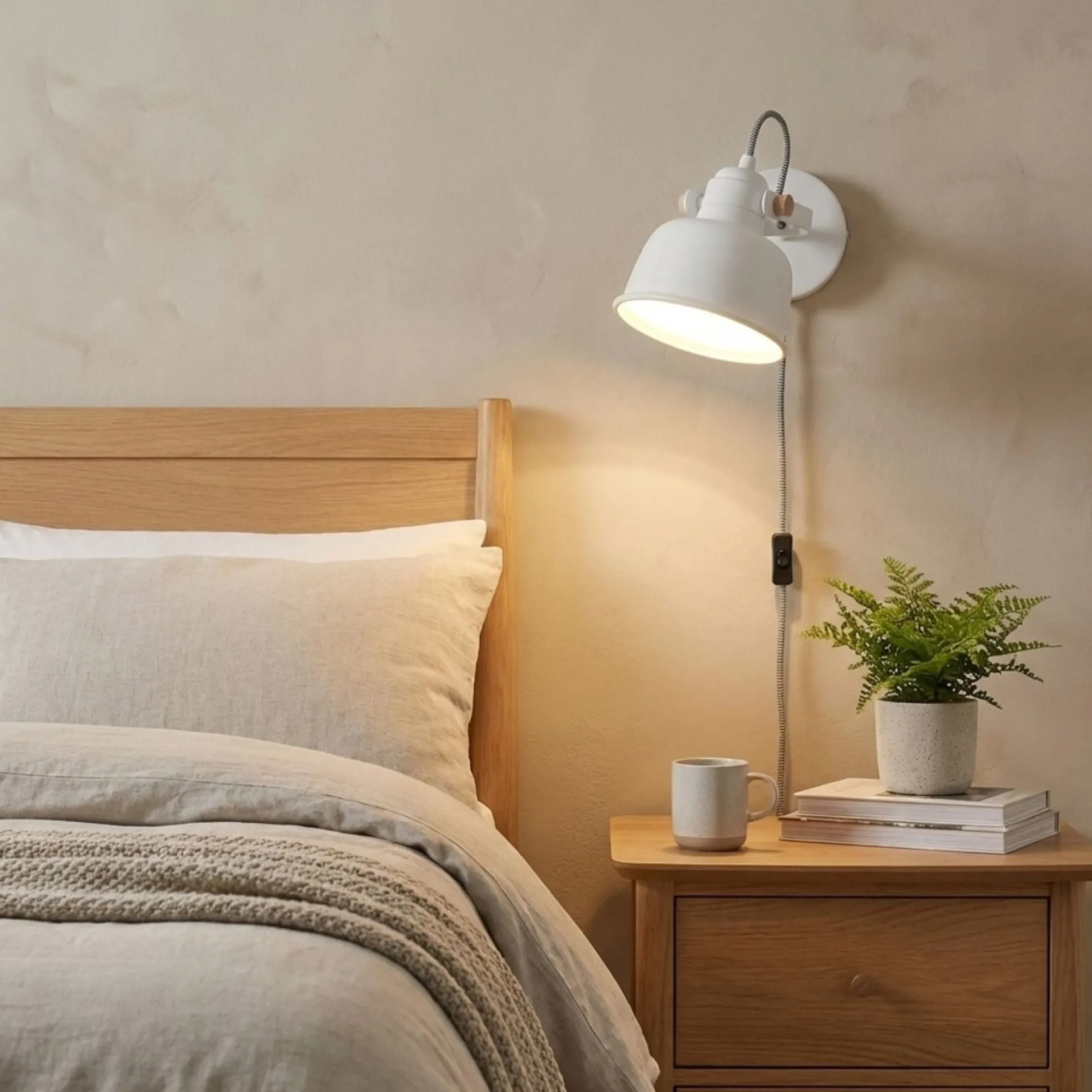 Aplique de pared interior "KUKKA" con interruptor y enchufe