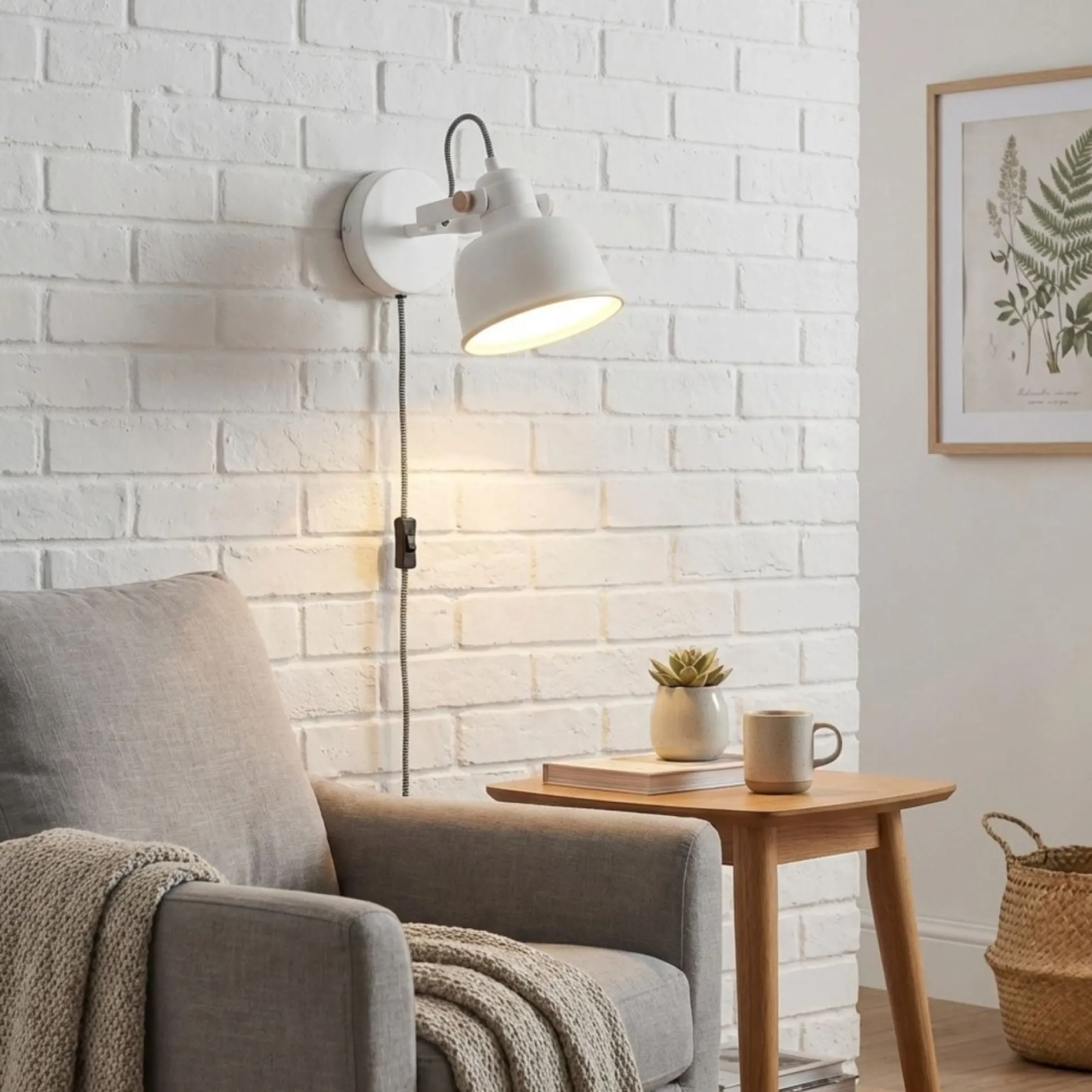 Aplique de pared interior "KUKKA" con interruptor y enchufe