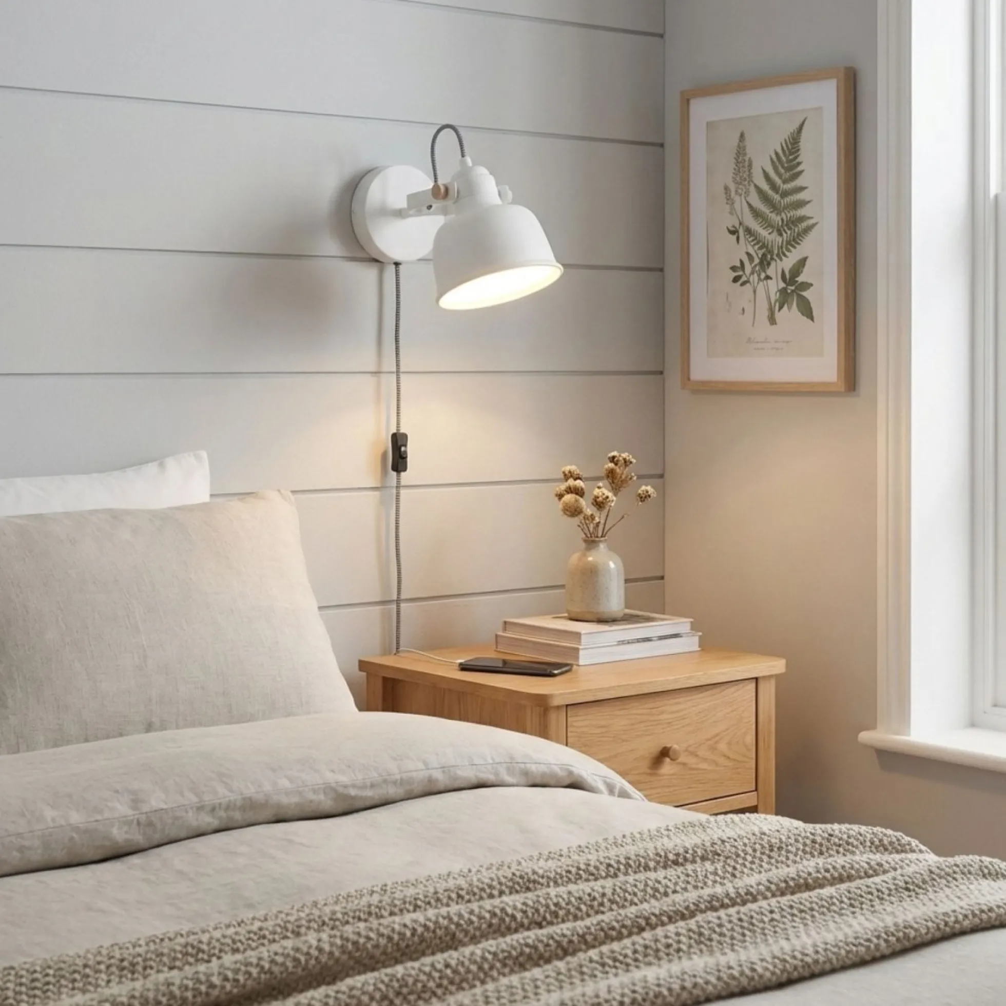 Aplique de pared interior "KUKKA" con interruptor y enchufe