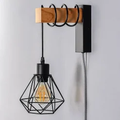 Aplique de pared jaula con cable y enchufe "RODEN"