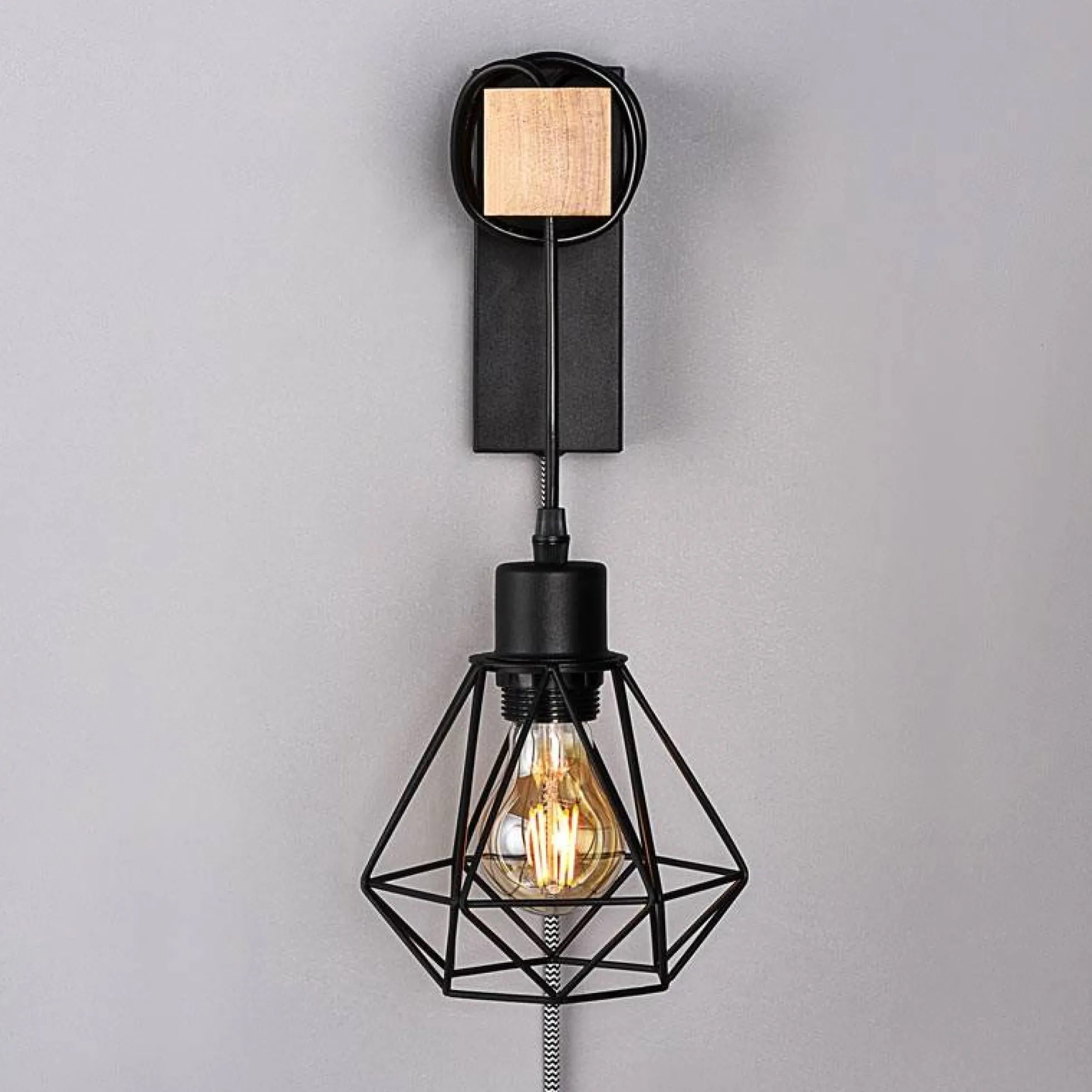 Aplique de pared jaula con cable y enchufe "RODEN"