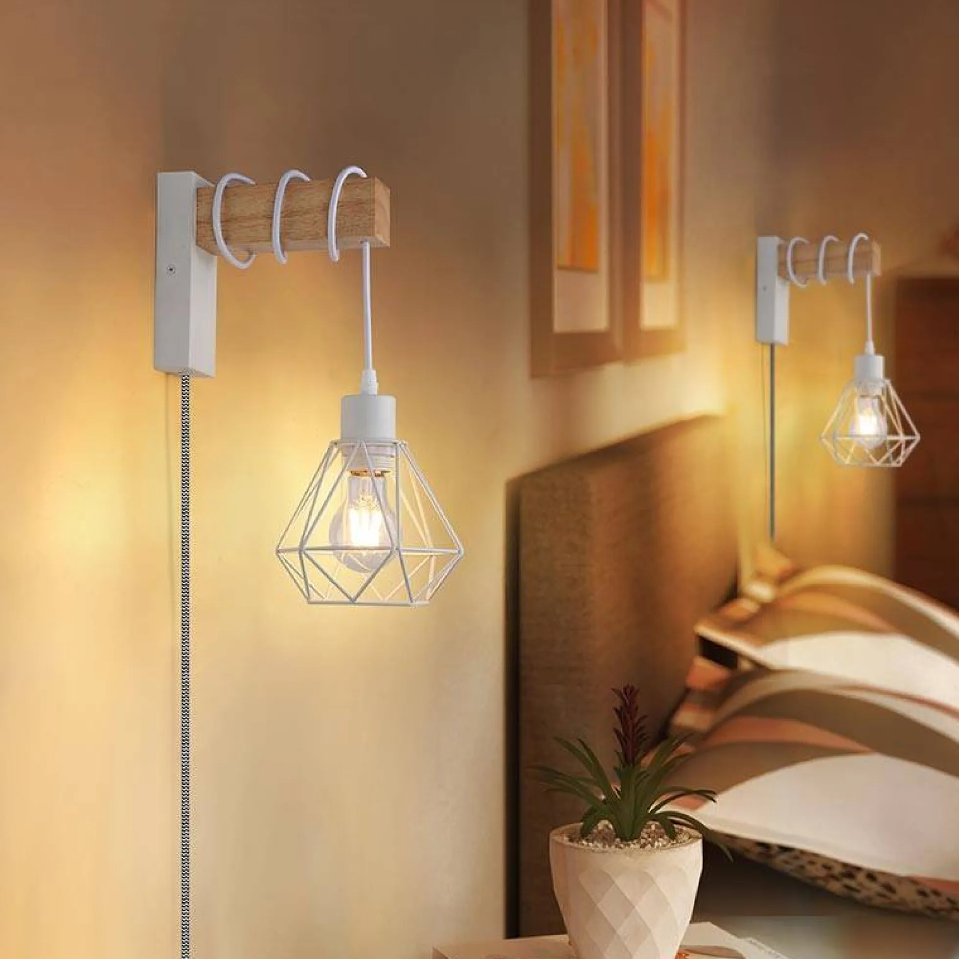 Aplique de pared jaula con cable y enchufe "RODEN"