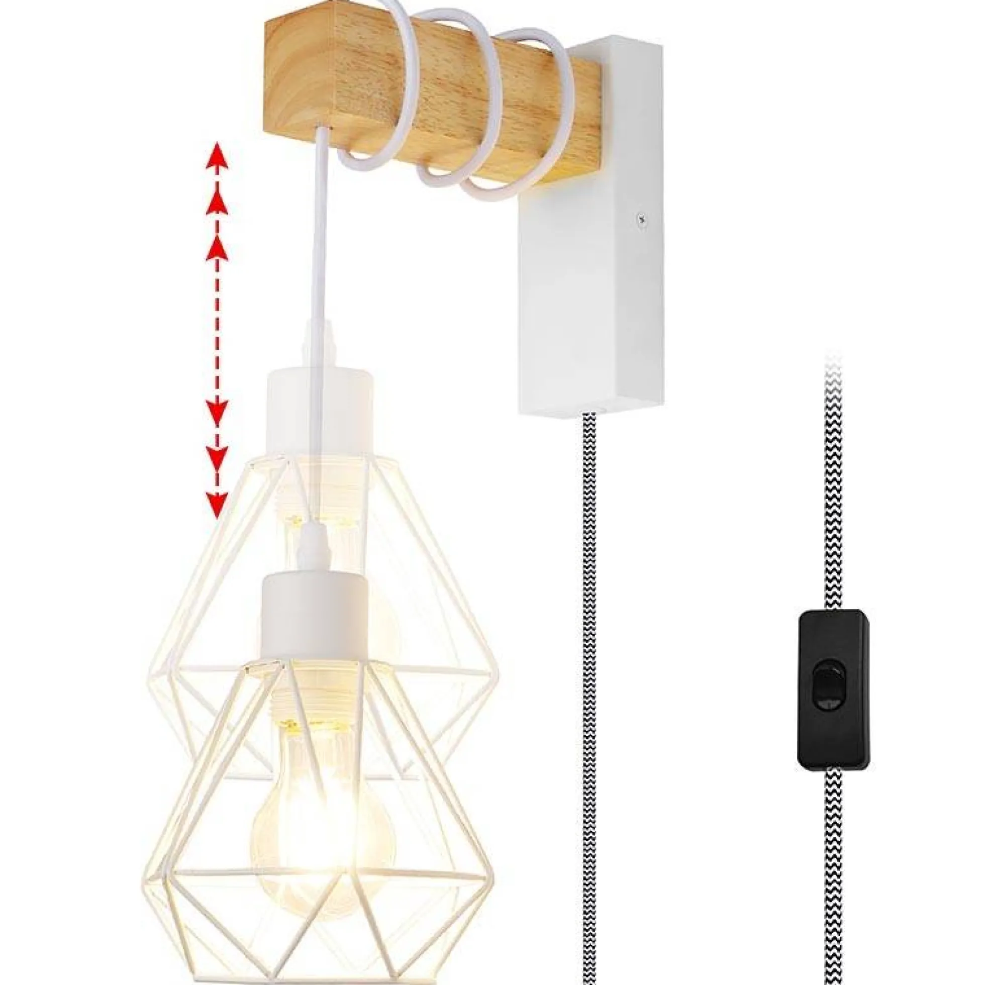 Aplique de pared jaula con cable y enchufe "RODEN"