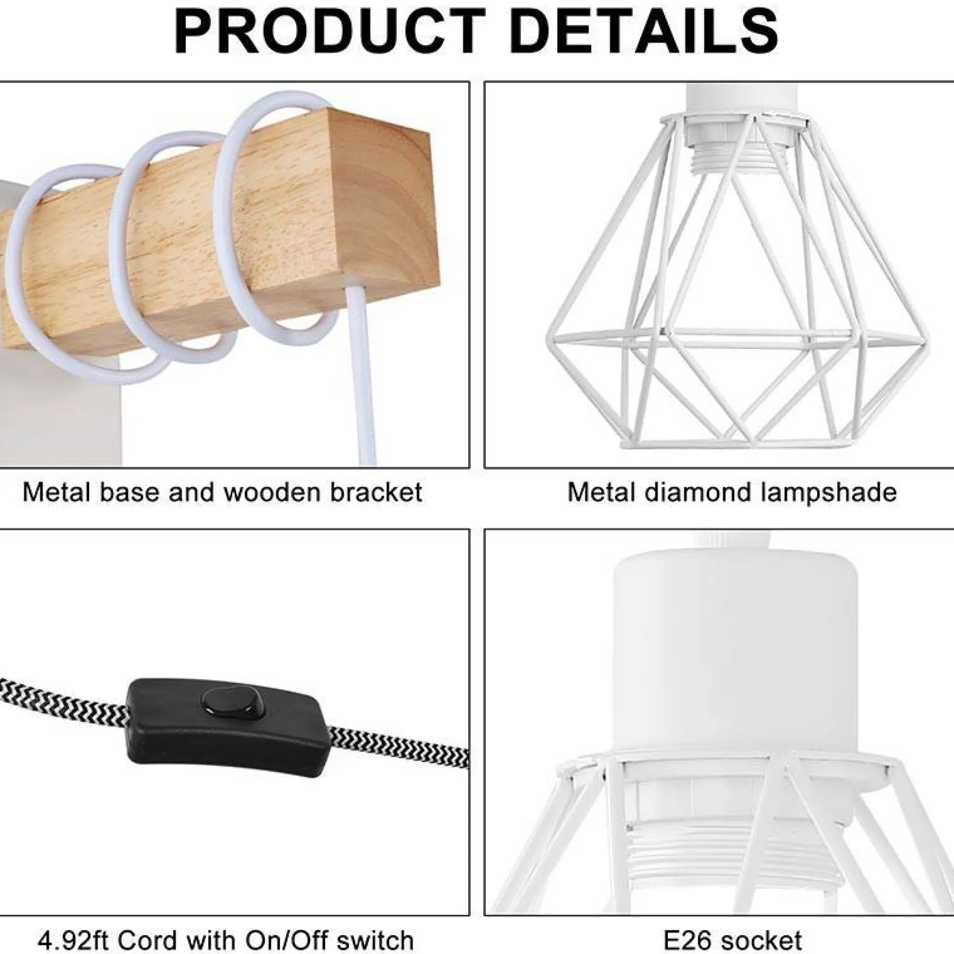 Aplique de pared jaula con cable y enchufe "RODEN"