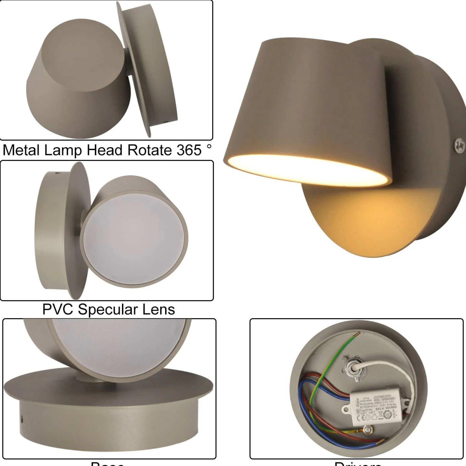 Aplique de pared LED "KOP" orientable 6W