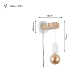 Aplique de pared madera con interruptor y enchufe