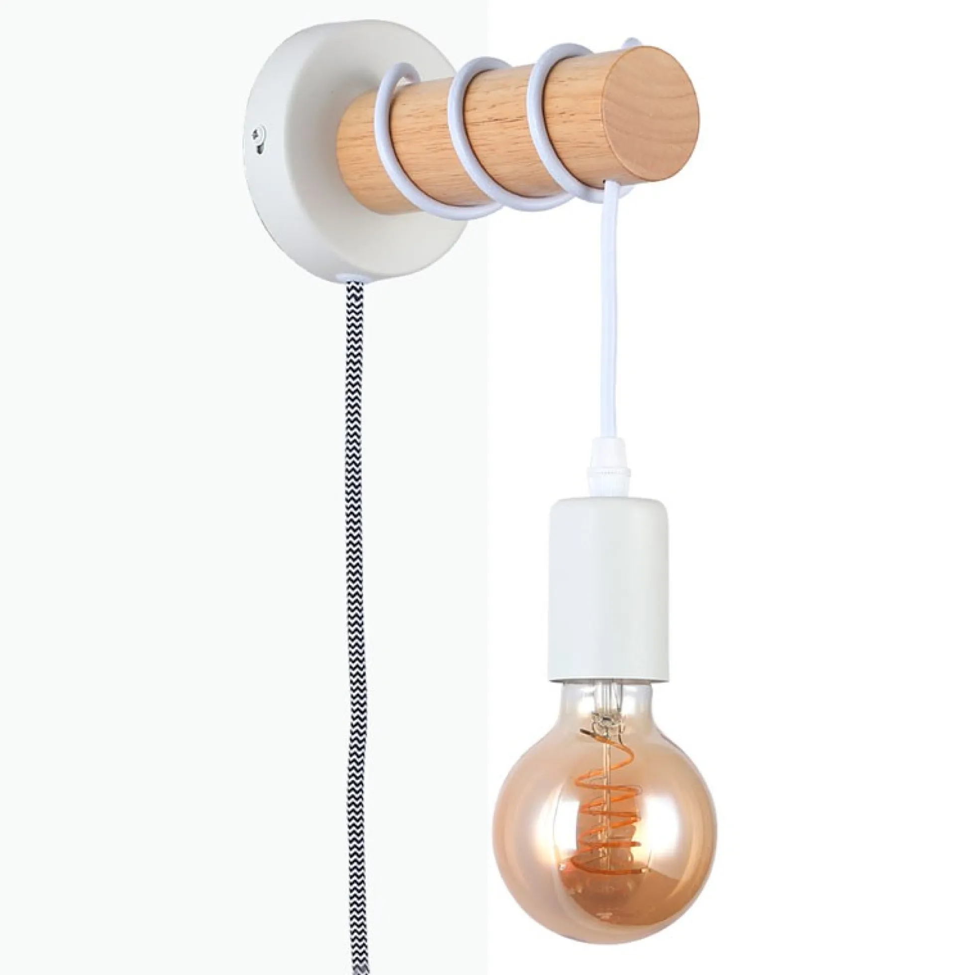 Aplique de pared madera con interruptor y enchufe "MILA"