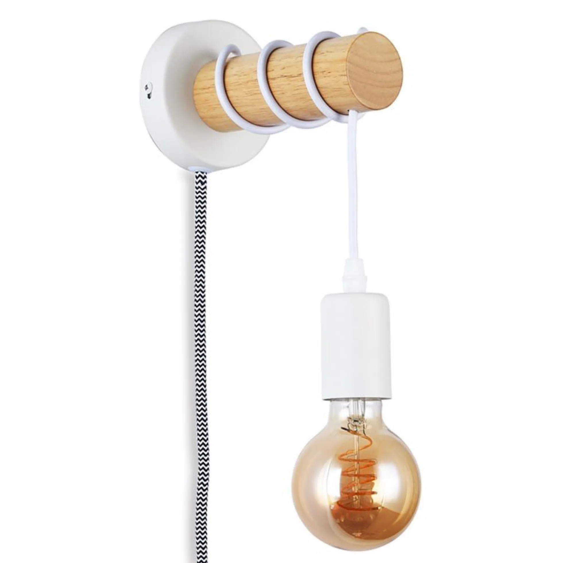 Aplique de pared madera con interruptor y enchufe "MILA"
