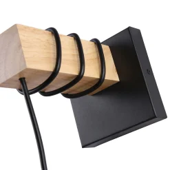Aplique de pared madera y mimbre