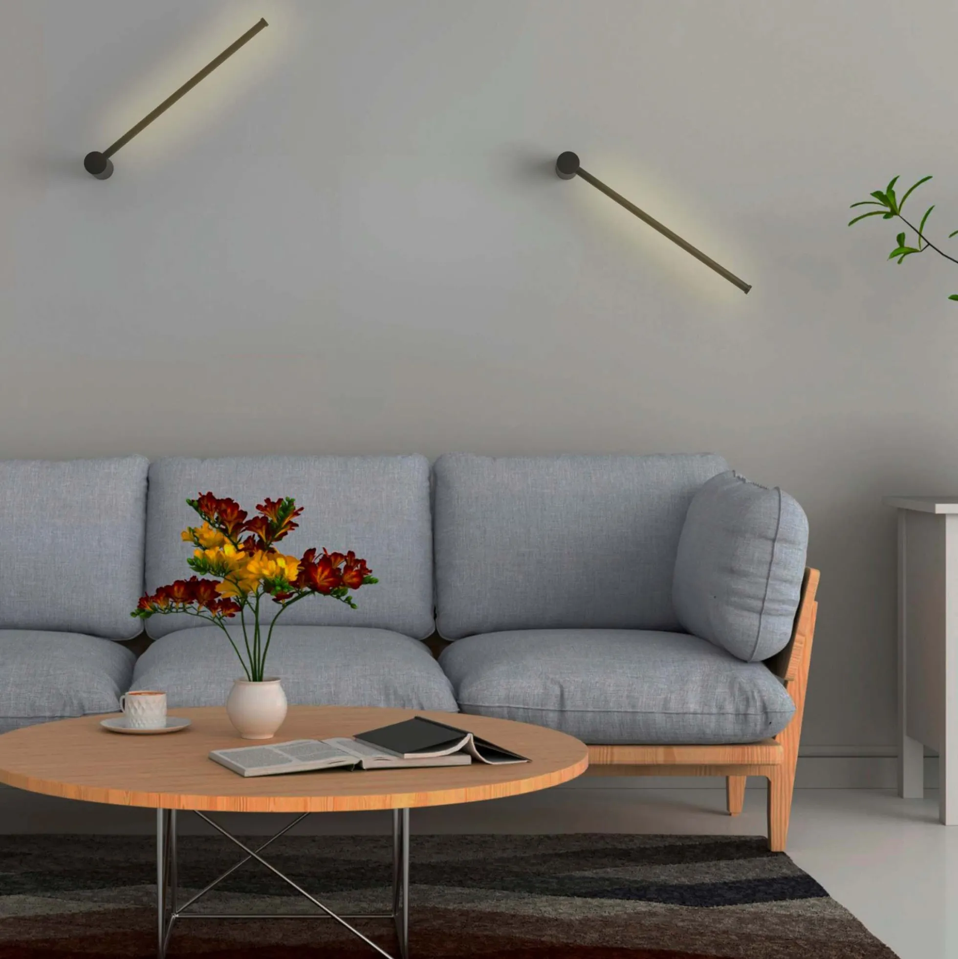 Aplique de pared minimalista lineal "KENDA-R" 10W - Rotatorio 360º - Blanco Cálido