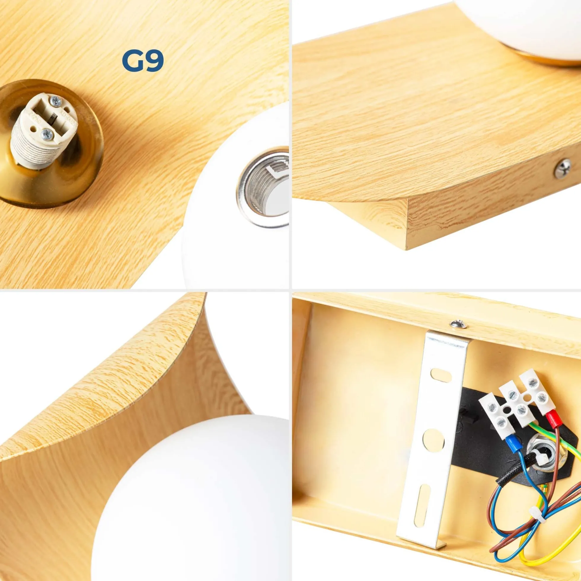 Aplique de pared "NARA" - Efecto madera - G9