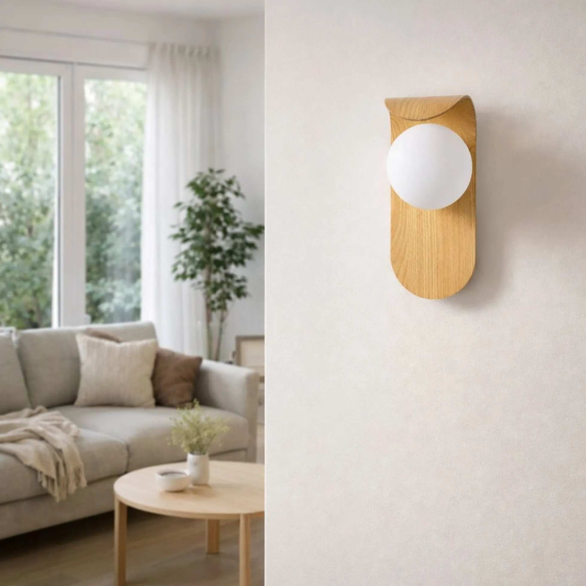 Aplique de pared "NARA" - Efecto madera - G9