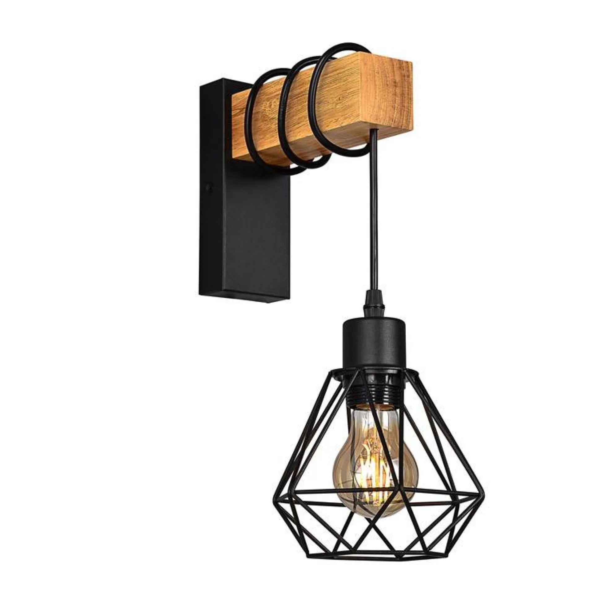 Aplique de pared nórdico jaula "RODEN" - Madera y metal