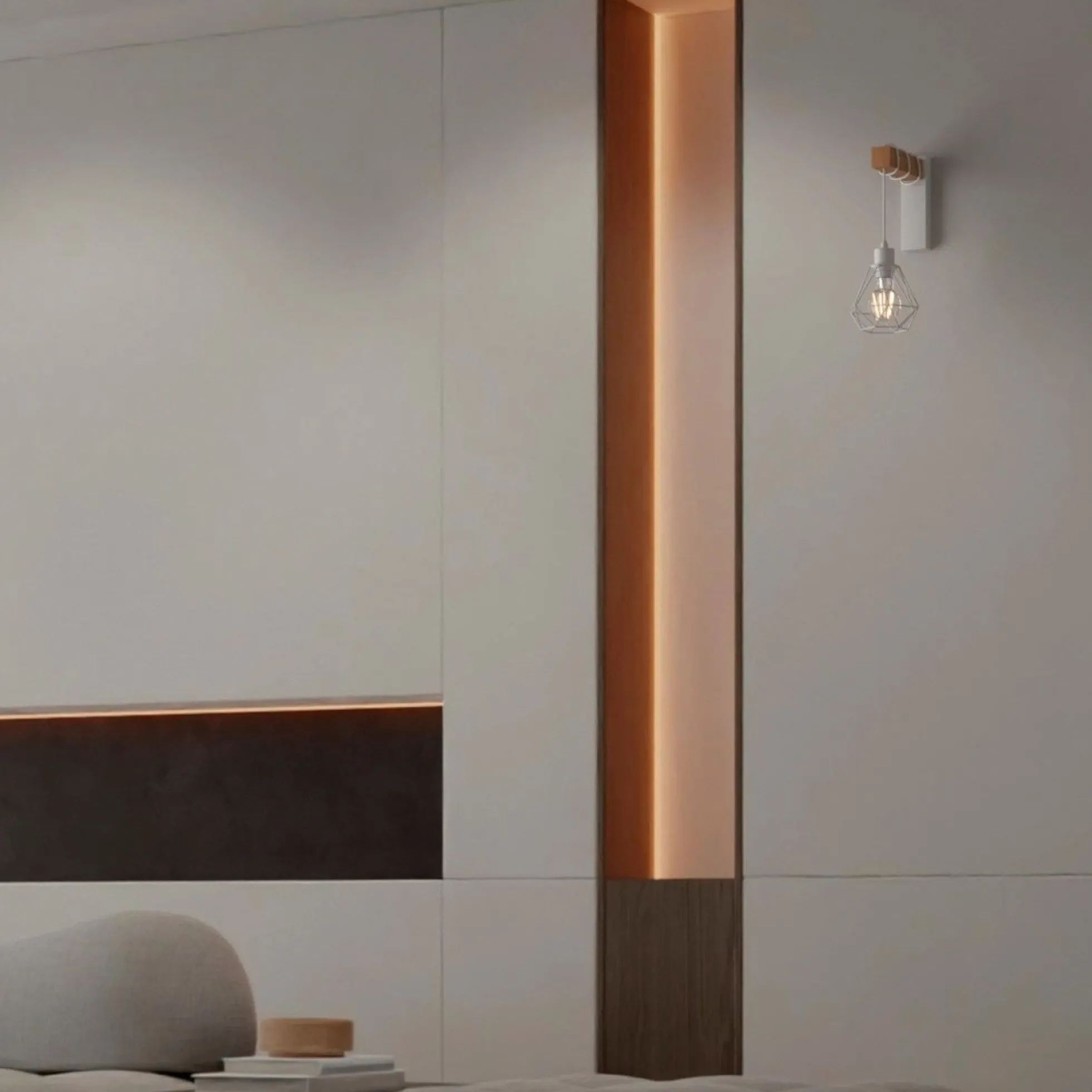 Aplique de pared nórdico jaula "RODEN" - Madera y metal