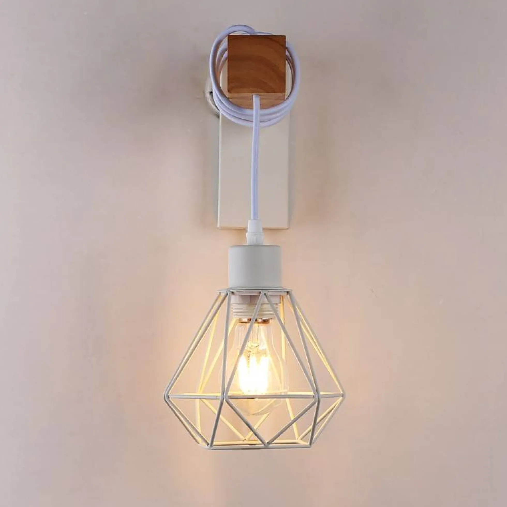 Aplique de pared nórdico jaula "RODEN" - Madera y metal