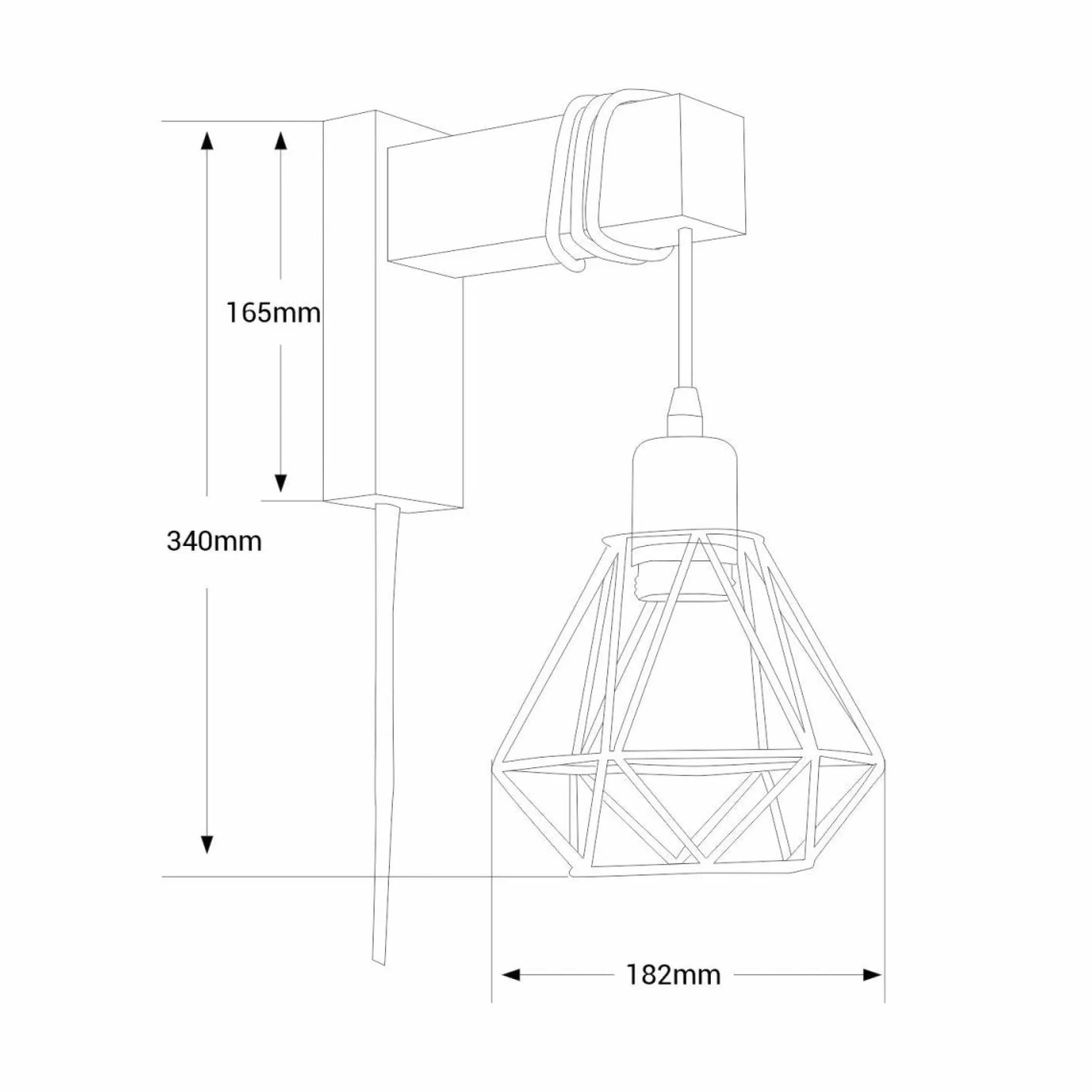Aplique de pared nórdico jaula "RODEN" - Madera y metal