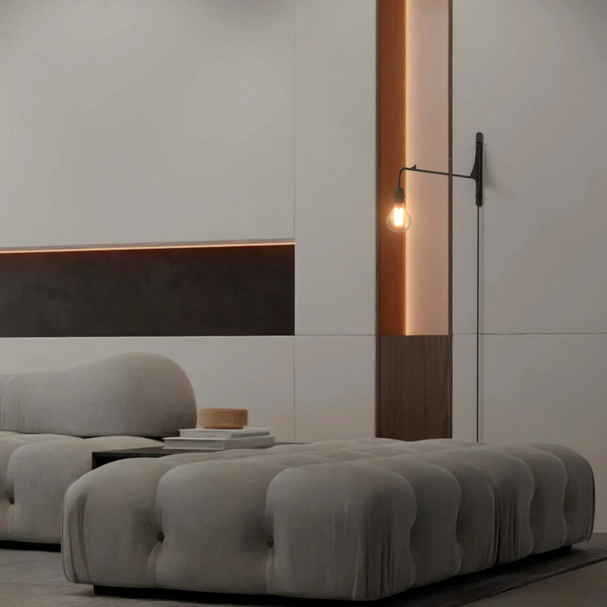 Aplique de pared orientable con cable y enchufe "Pitt"
