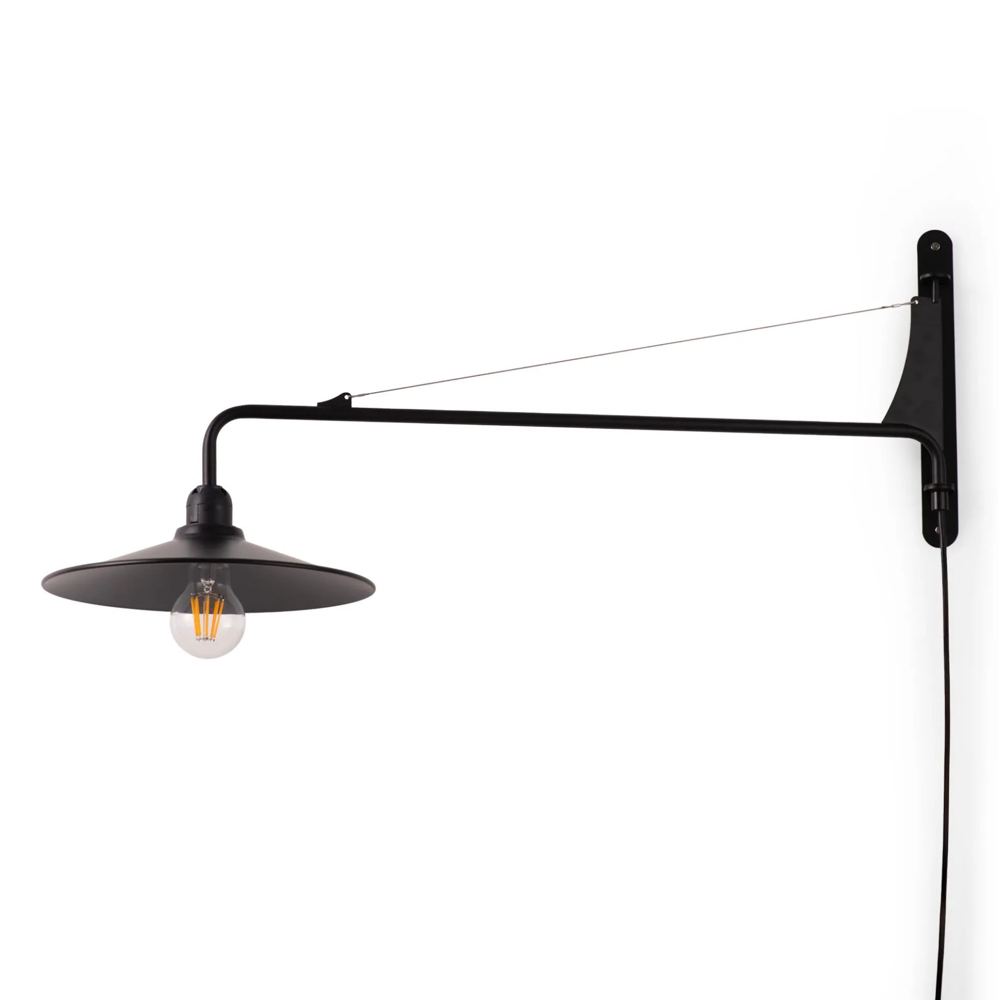 Aplique de pared orientable "PETTI" con cable y enchufe - E27