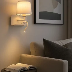 Aplique de pared para lectura "TARAN" - Con foco LED orientable y puerto USB  - E27 + 3W