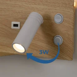 Aplique de pared para lectura con puerto USB 