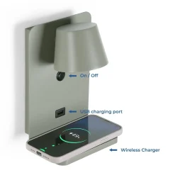Aplique de pared para lectura con puerto USB 