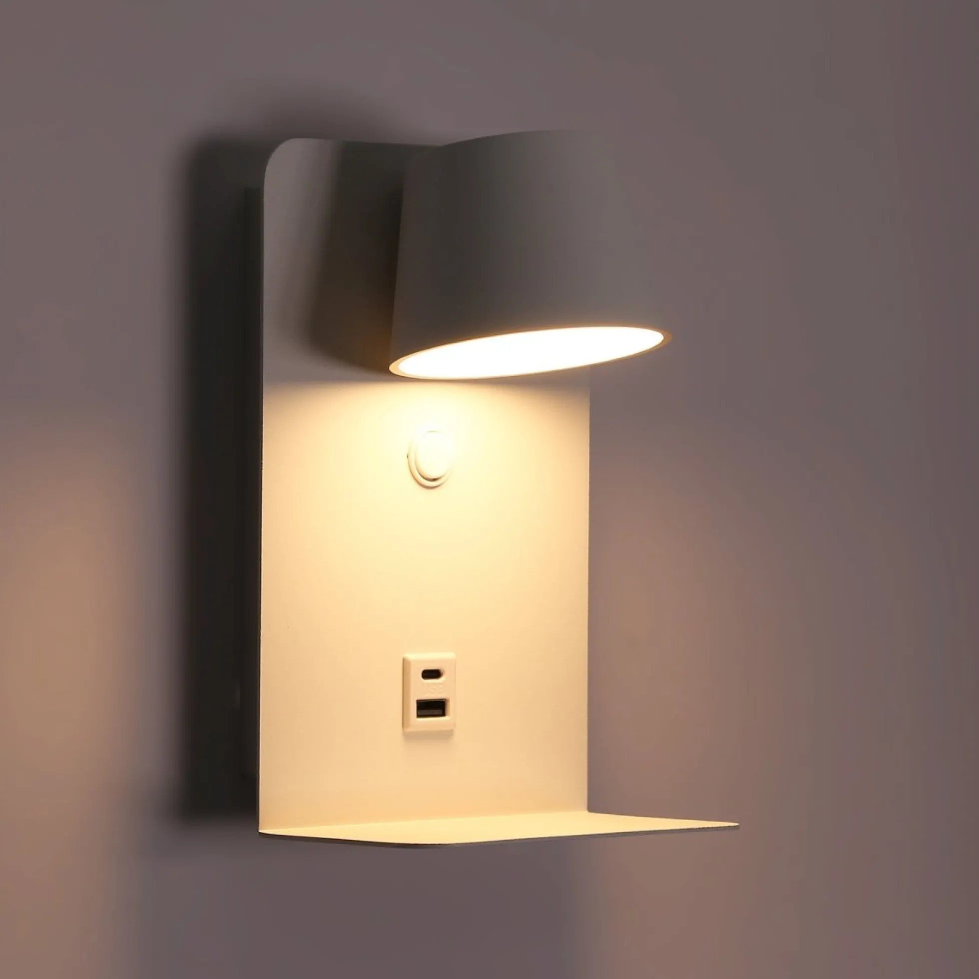 Aplique de pared para lectura "BASKOP" - Puerto USB + USB-C - 6W
