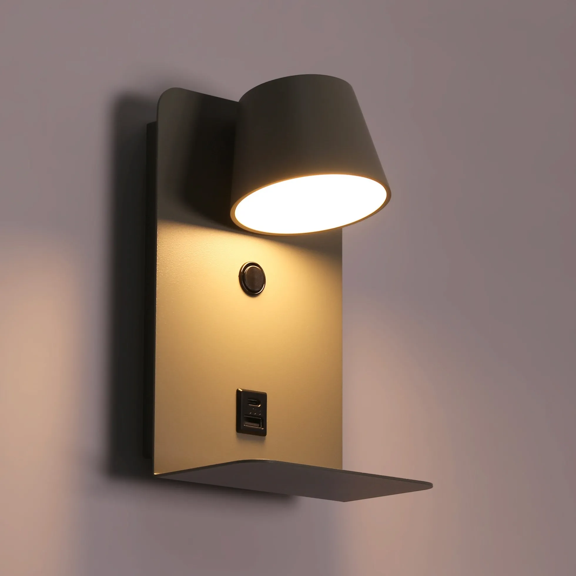Aplique de pared para lectura "BASKOP" - Puerto USB + USB-C - 6W