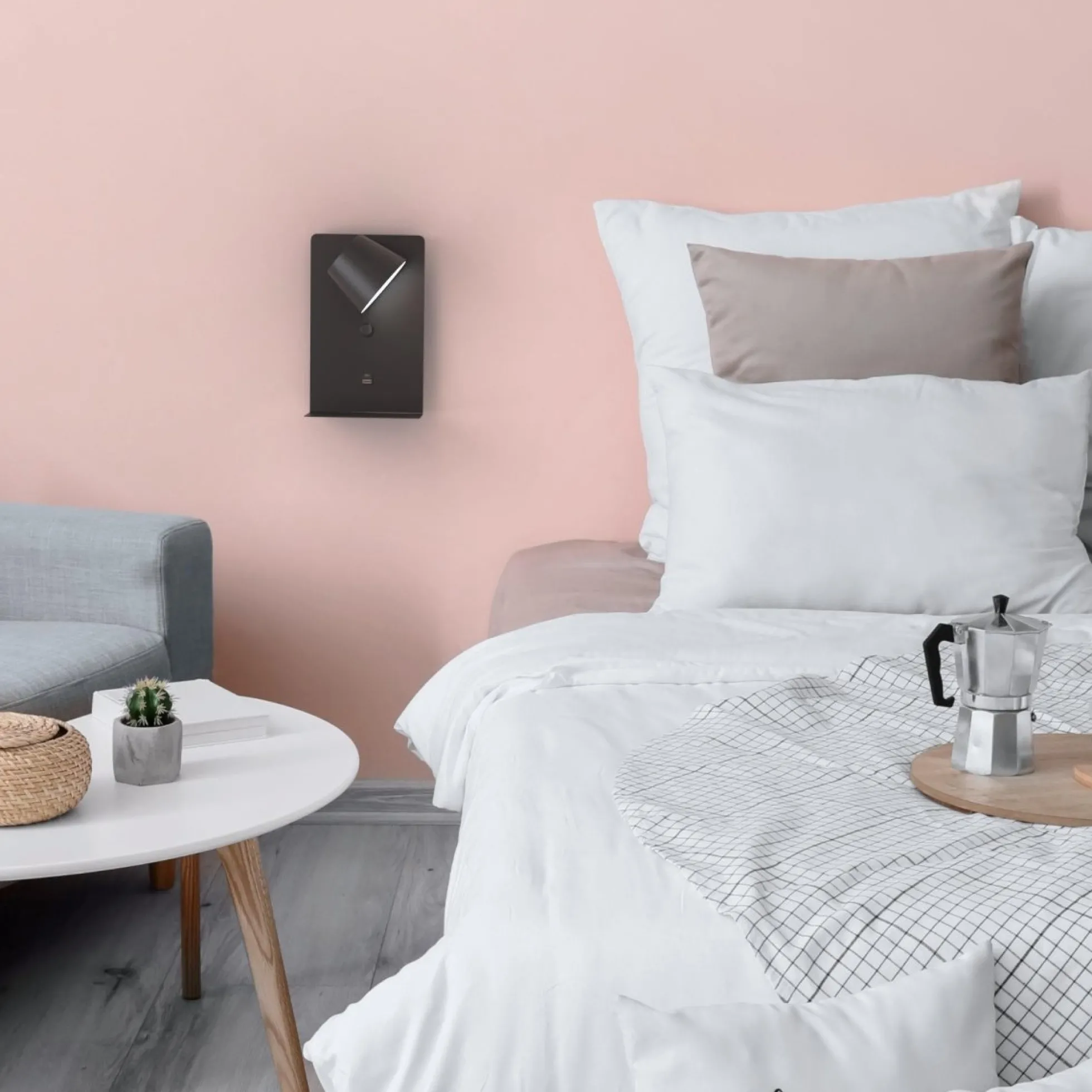 Aplique de pared para lectura "BASKOP" - Puerto USB + USB-C - 6W