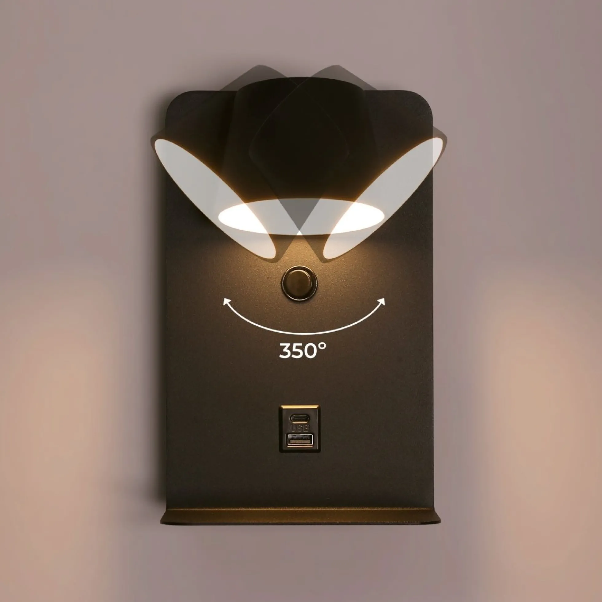 Aplique de pared para lectura "BASKOP" - Puerto USB + USB-C - 6W
