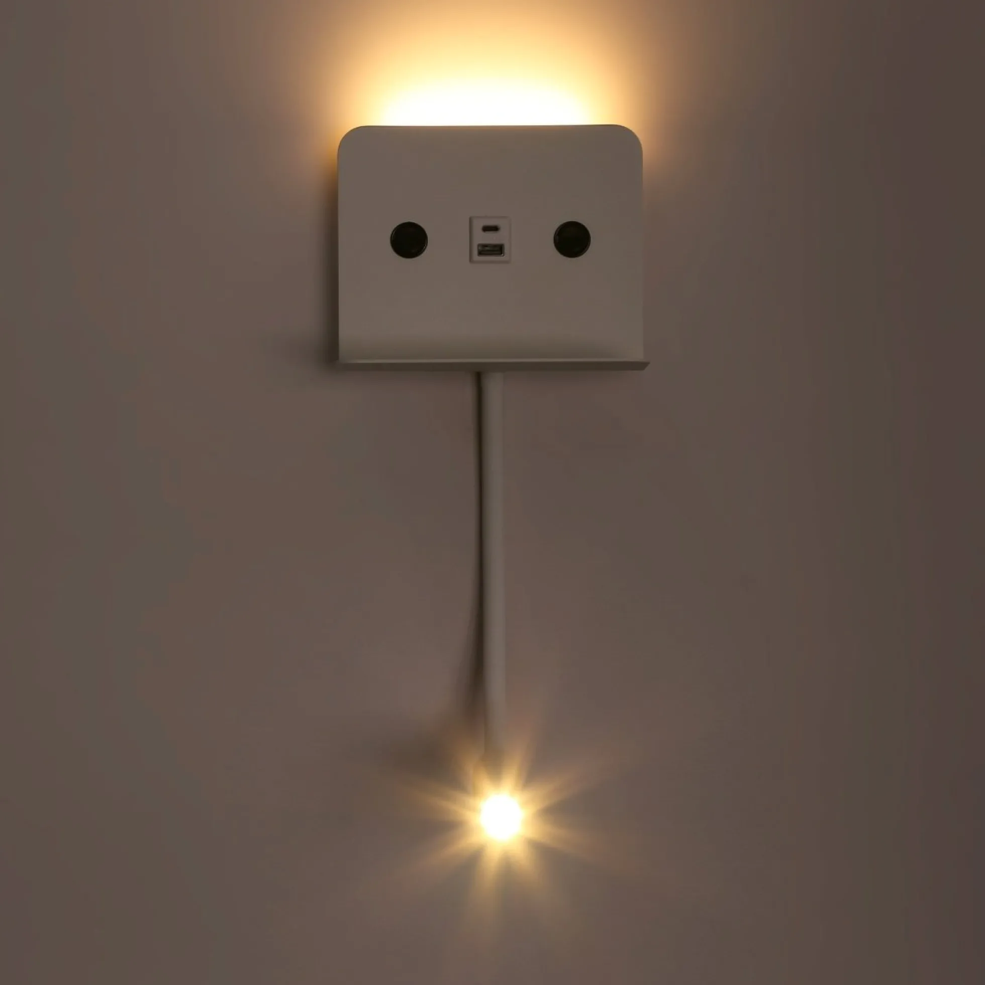 Aplique de pared para lectura "SLANGE 2" - 3W + 6W - Puerto USB + USB-C