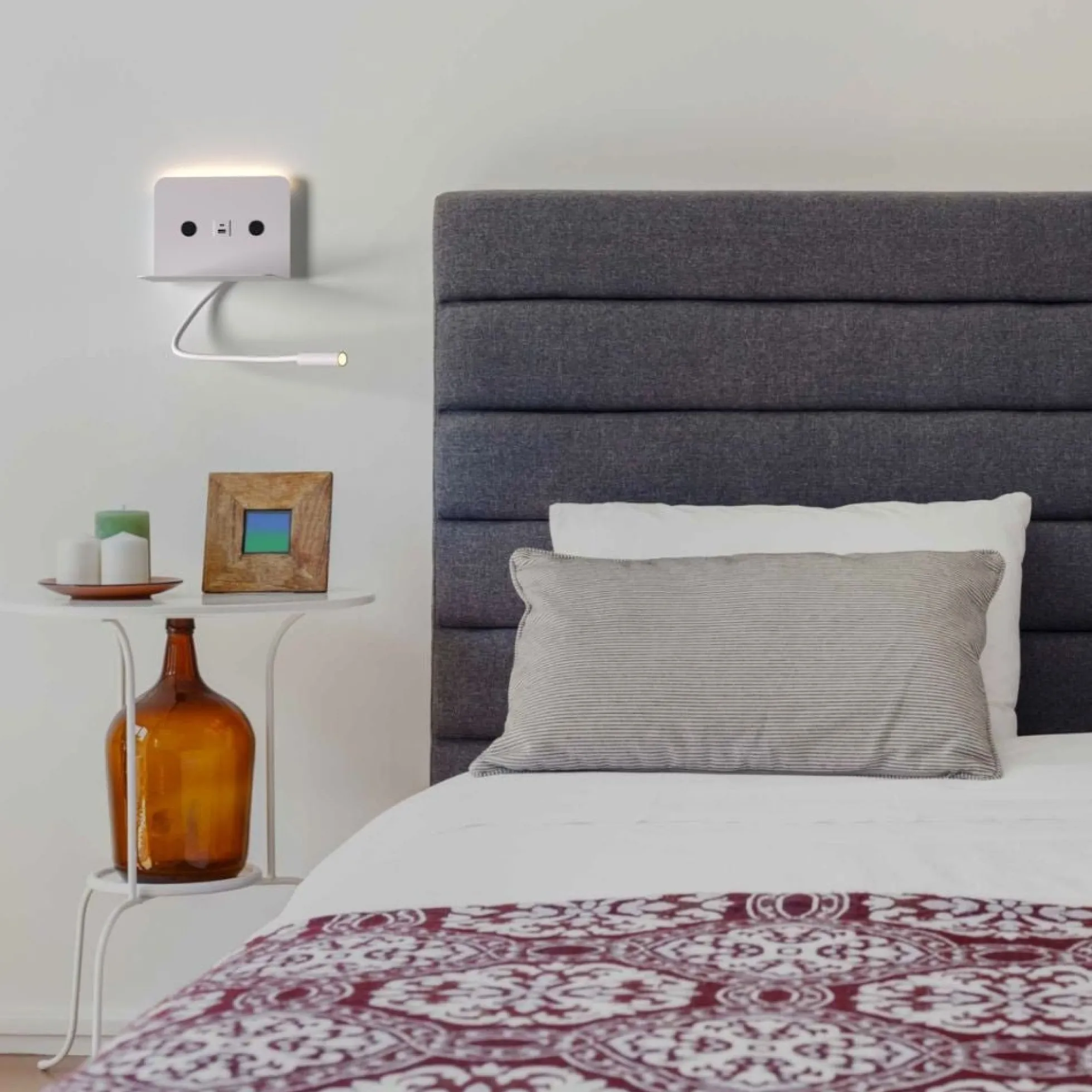 Aplique de pared para lectura "SLANGE 2" - 3W + 6W - Puerto USB + USB-C