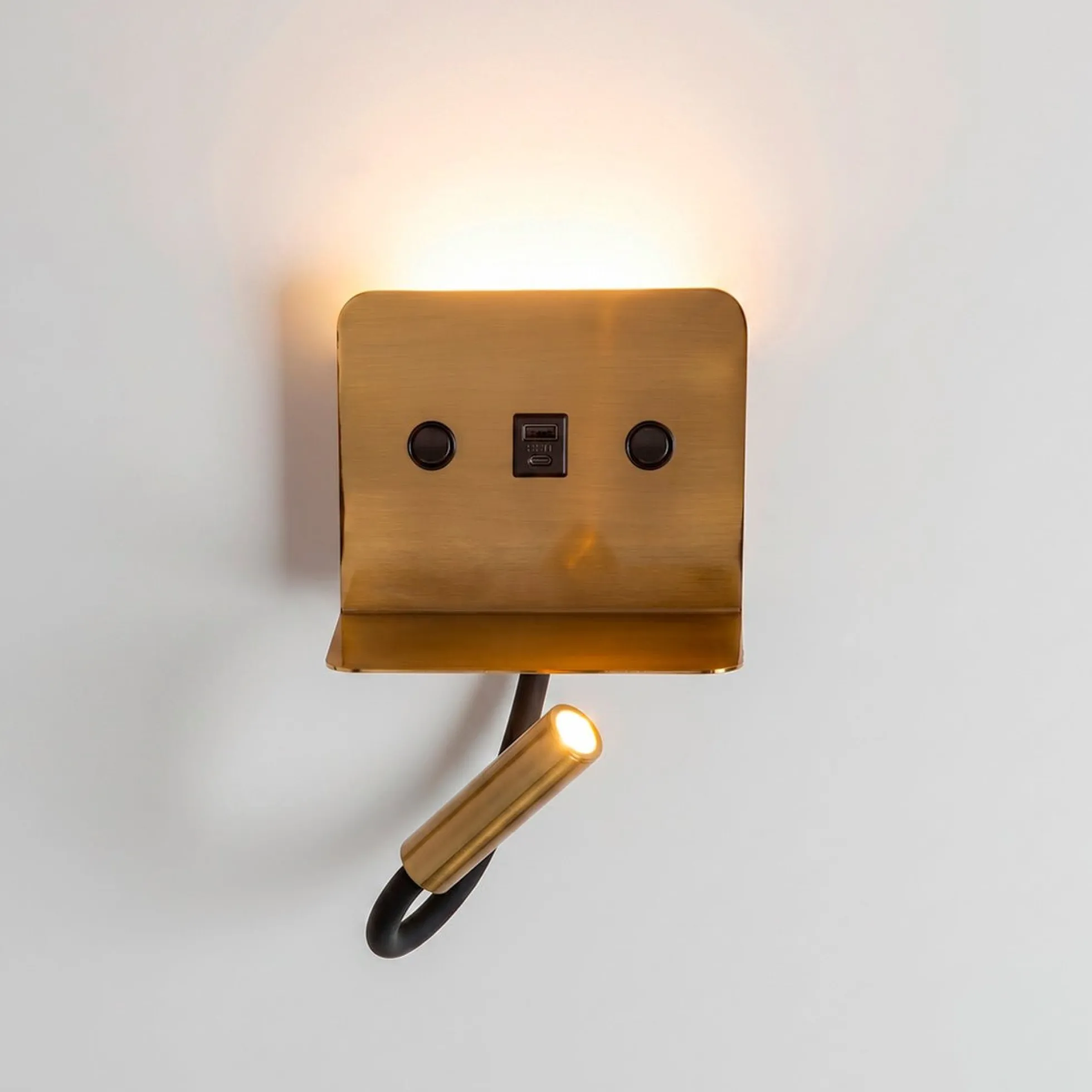 Aplique de pared para lectura "SLANGE 2" - 3W + 6W - Puerto USB + USB-C
