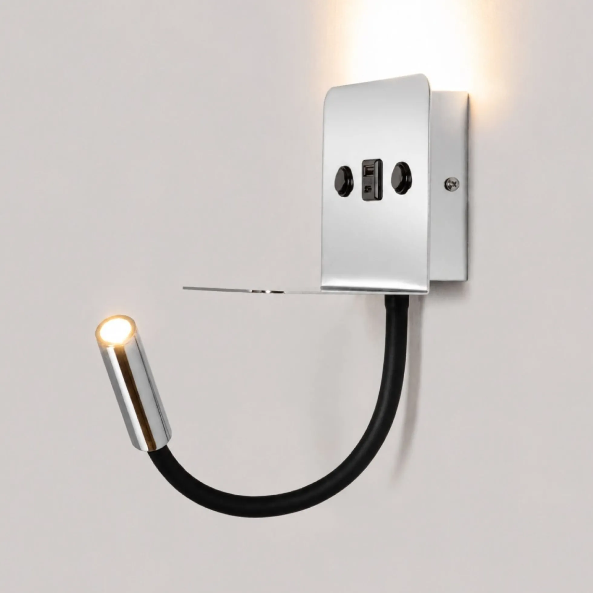 Aplique de pared para lectura "SLANGE 2" - 3W + 6W - Puerto USB + USB-C
