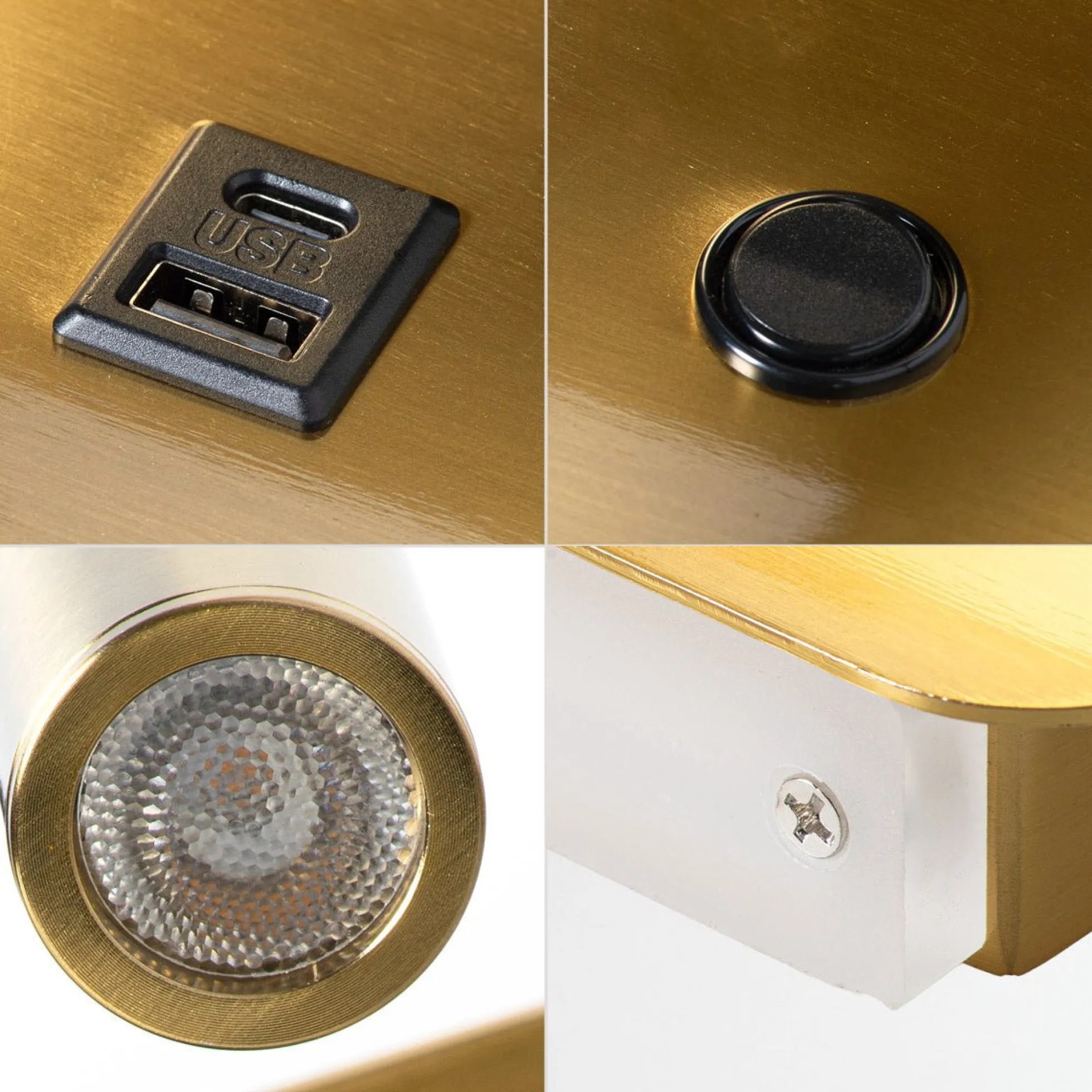 Aplique de pared para lectura "SLANGE 2" - 3W + 6W - Puerto USB + USB-C