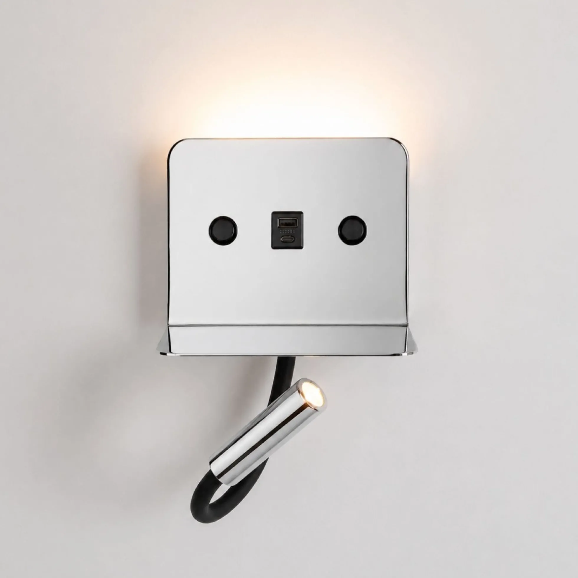 Aplique de pared para lectura "SLANGE 2" - 3W + 6W - Puerto USB + USB-C