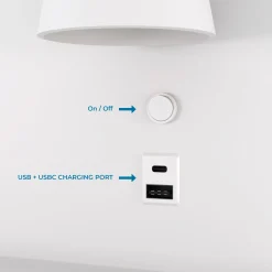 Aplique de pared para lectura con puerto USB y USBC 