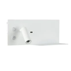 Aplique de pared para lectura con puerto USB "Kerta" - Iluminación doble - 3W+7W, lado izquierdo
