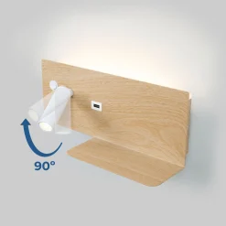Aplique de pared para lectura con puerto USB