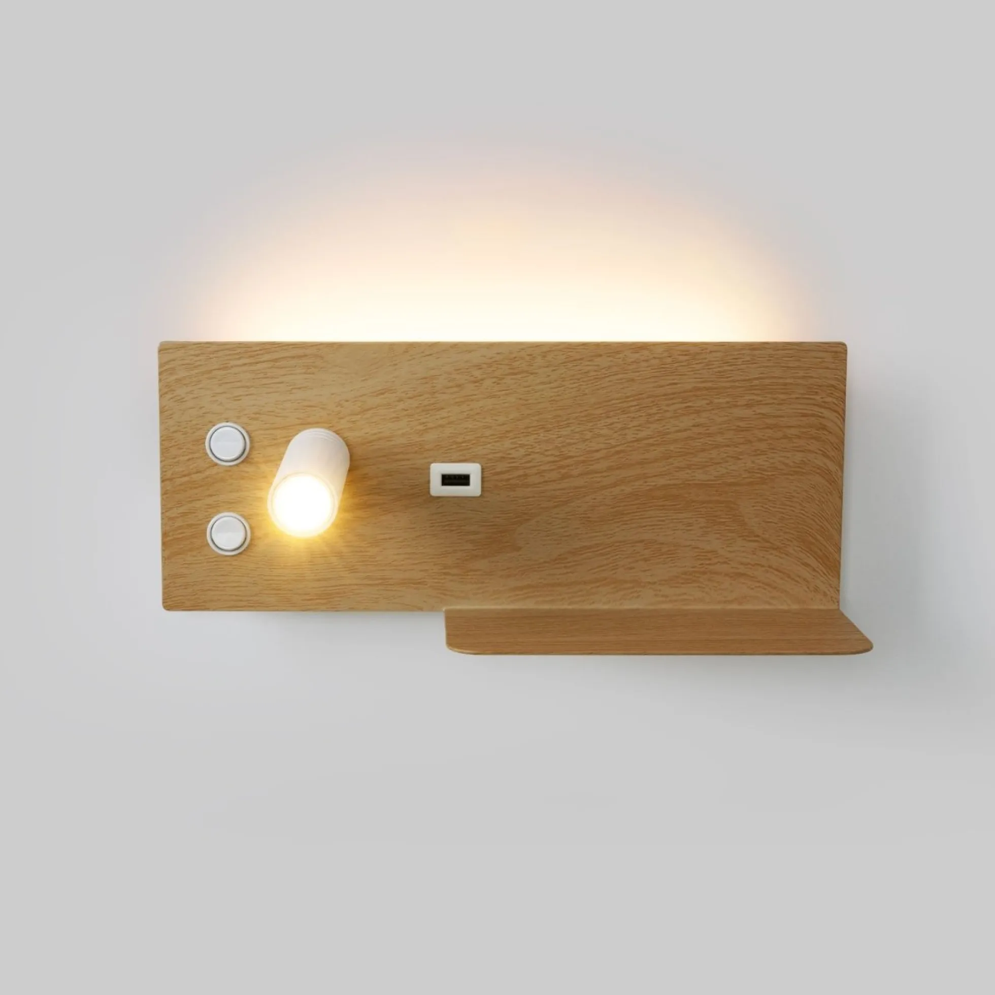 Aplique de pared para lectura con puerto USB "Kerta" - Iluminación doble - 3W+7W, lado izquierdo