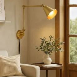 Aplique de pared vintage orientable con cable y enchufe