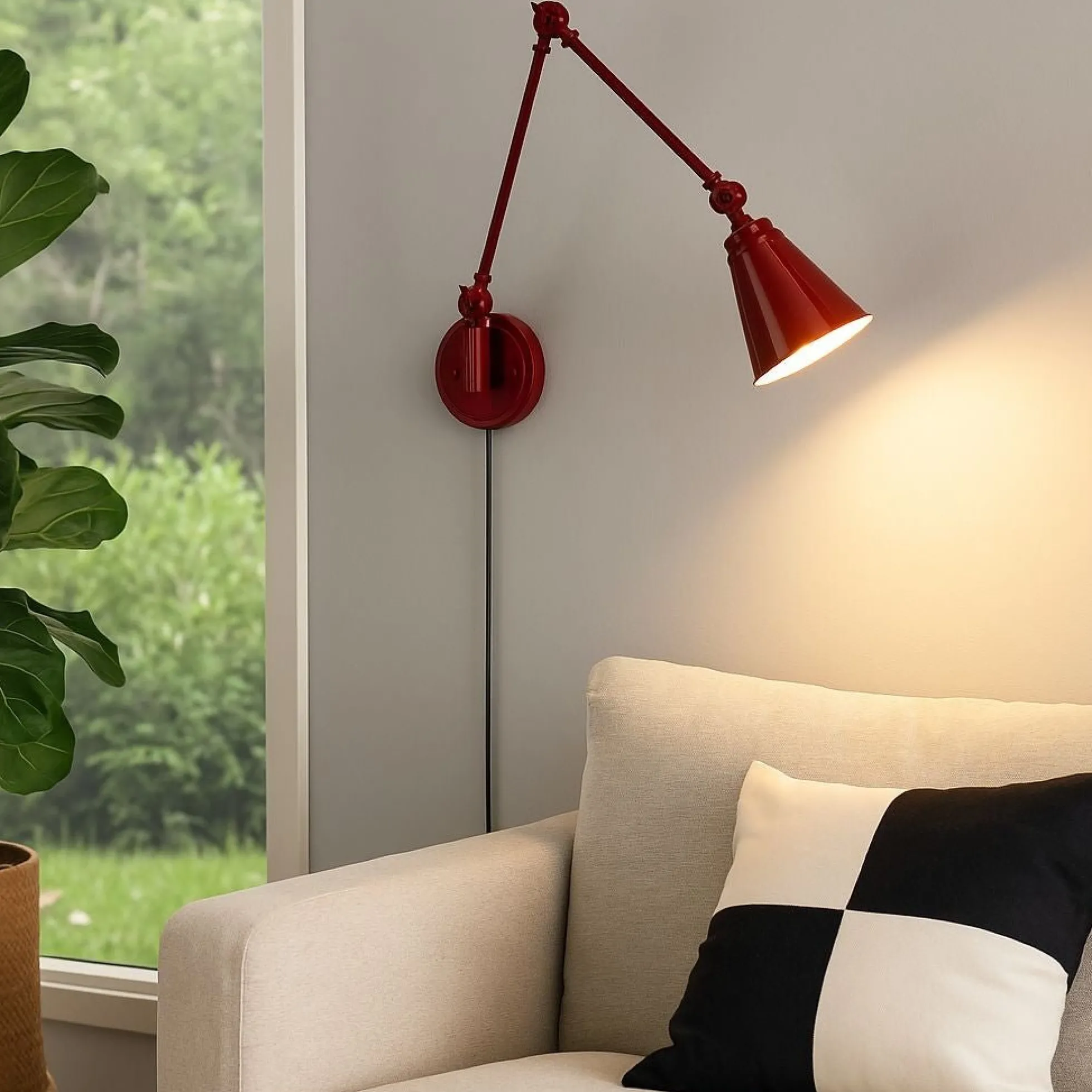 Aplique de pared vintage orientable con cable y enchufe "Tika"