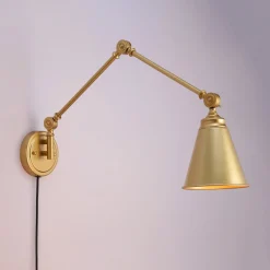 Aplique de pared vintage orientable con cable y enchufe