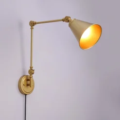 Aplique de pared vintage orientable con cable y enchufe
