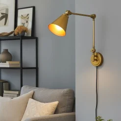 Aplique de pared vintage orientable con cable y enchufe